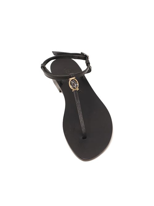 Capri sandals with black jewel Da Costanzo | BIGSTONEJEWELNERONERO